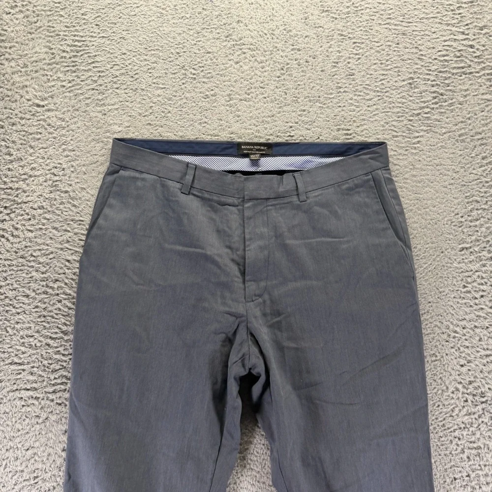 Banana Republic Pant Men 35x32 Gray Cotton Dress Straight Slacks Business Career